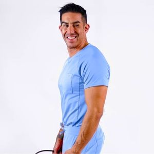 Fit Scrubs Top Evrpur® Mens (Ceil Blue, L)